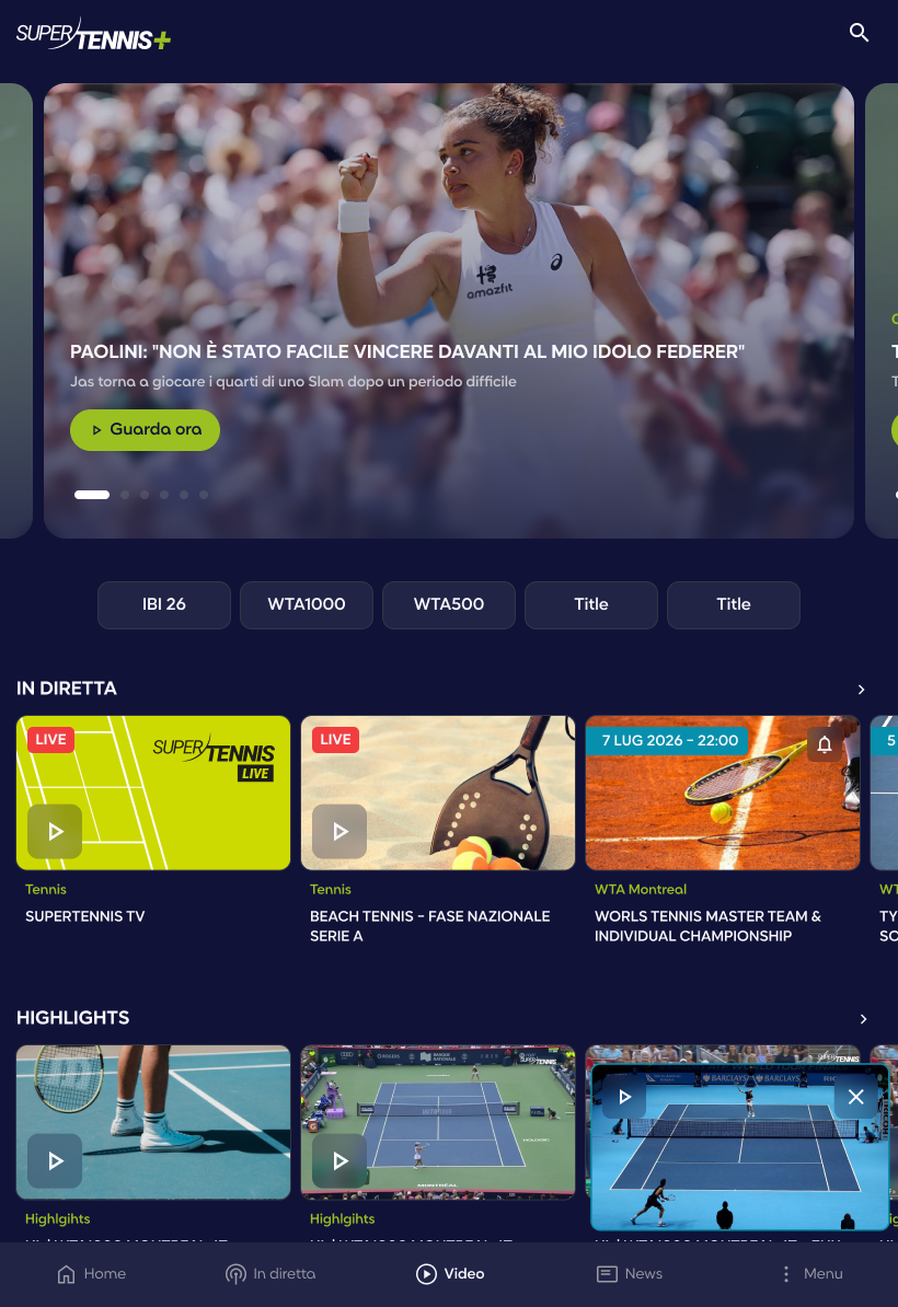 SuperTennis+ su tablet